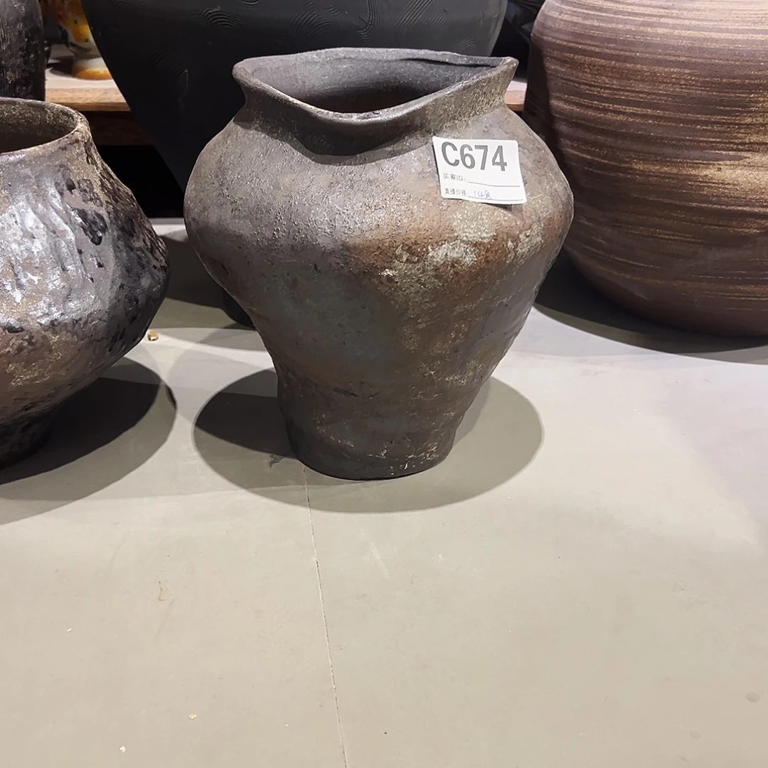 瓶C674高26口13陶瓷花瓶无孔
