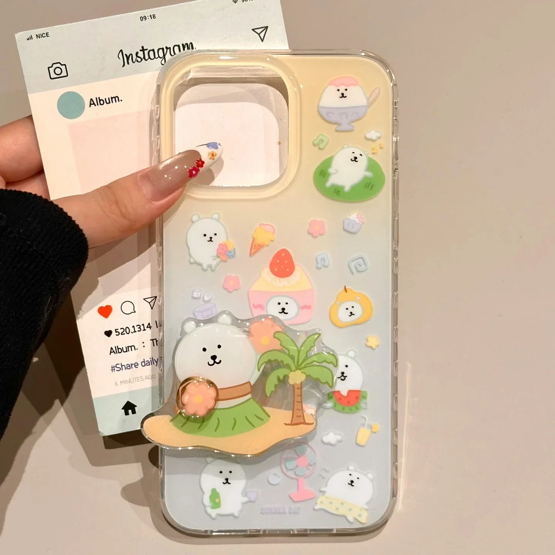 壳望草裙自嘲熊适用苹果华为vivo小米oppo女款iphone15/16/14