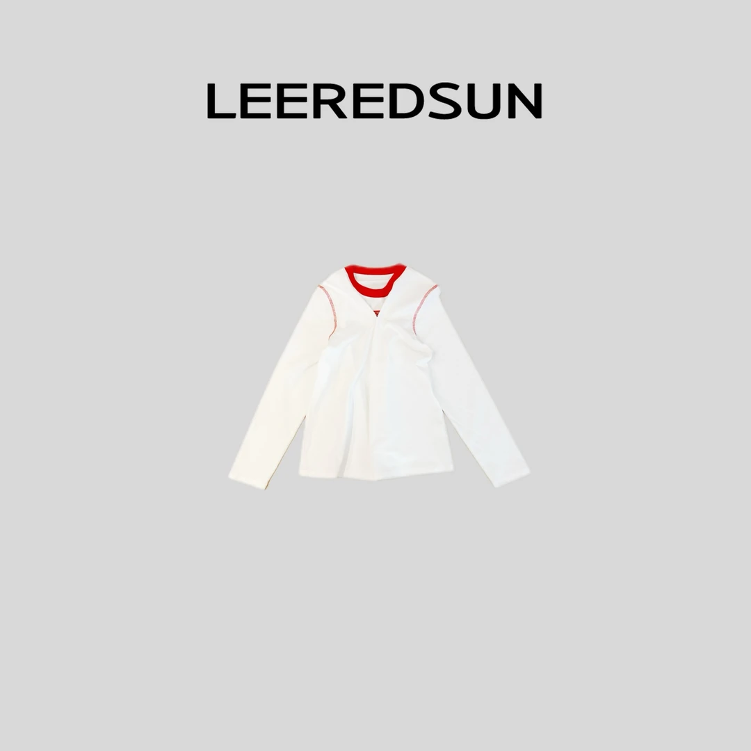 LEEREDSUN "迎新春" 字母图标撞色圆领休闲长袖YY01CX3151