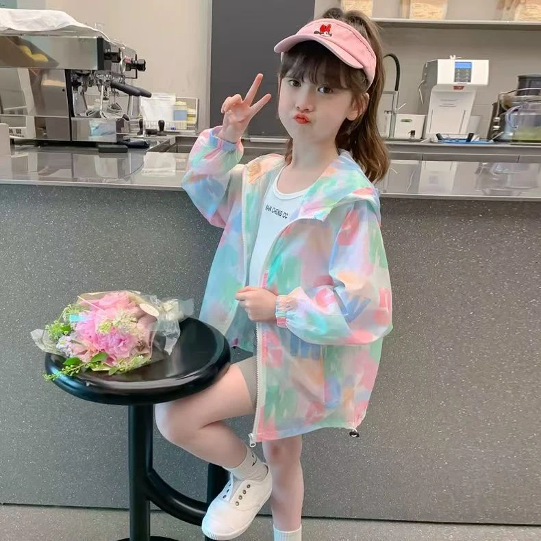 女童夏装防晒衣2025新款儿童洋气韩版女孩夏季字母防晒服外套薄款