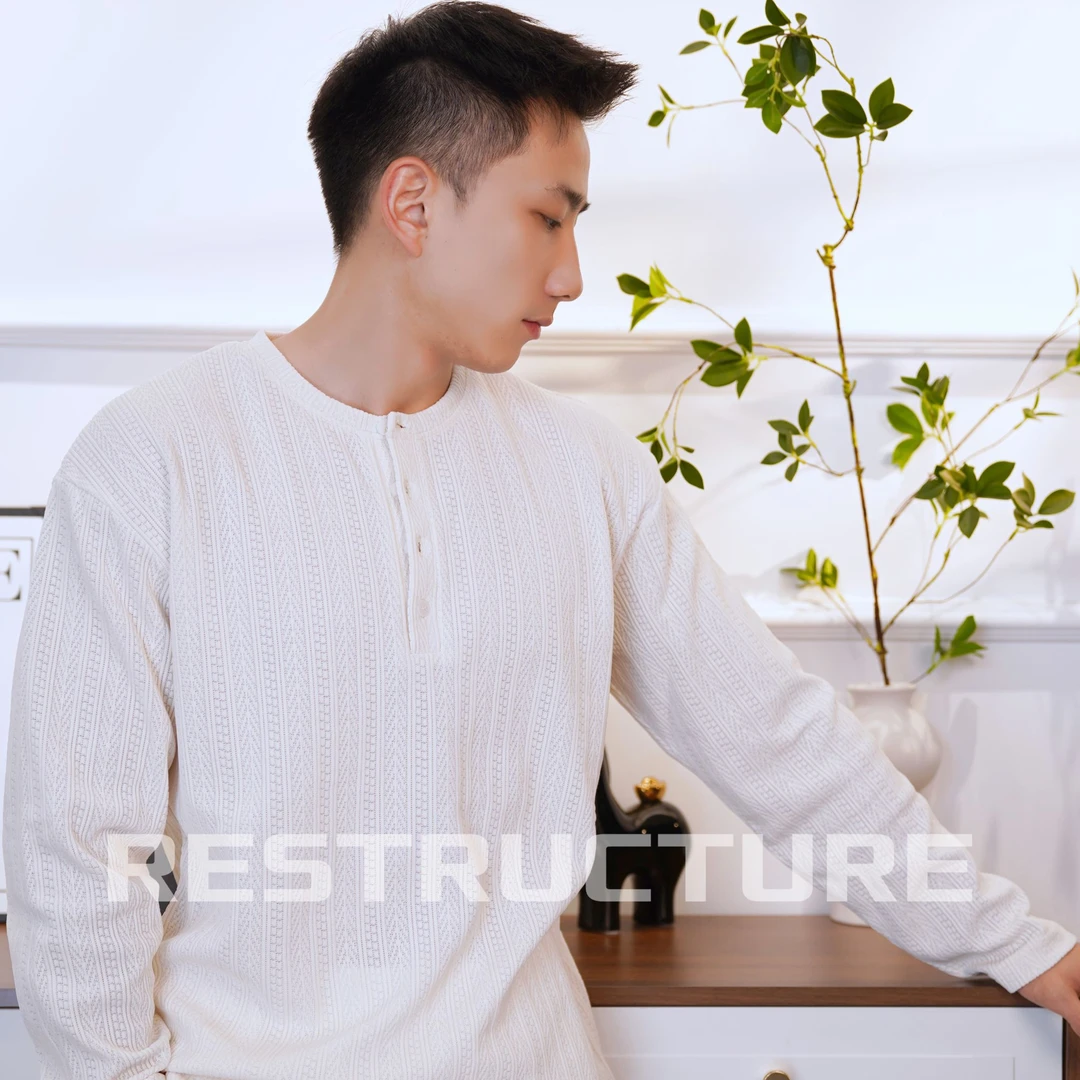 RES/肌理感亨利领老钱风基础打底长袖休闲圆领T恤秋冬