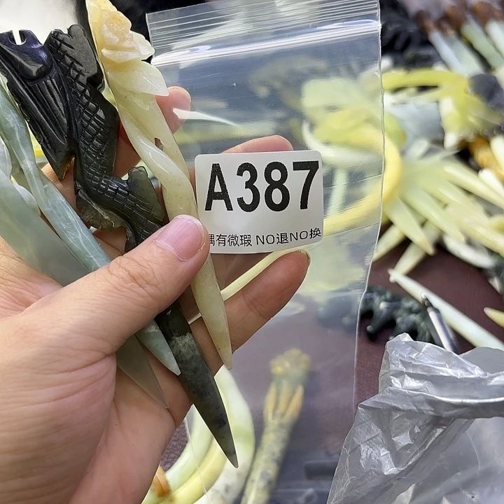 心***清合金蛇纹石玉发饰