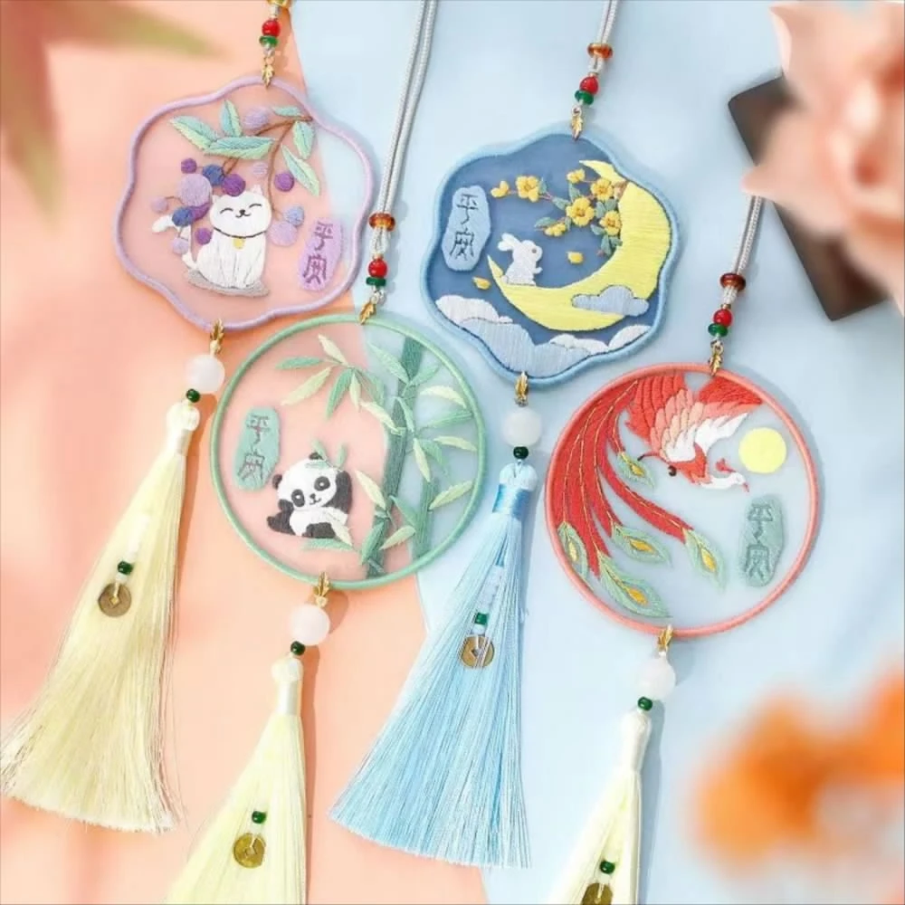 平安符十字绣材料包diy手工礼物中秋节送男友挂件双面绣新手刺绣