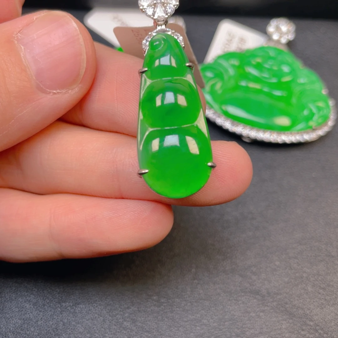 翡翠银S925镶嵌吊坠(不含链)