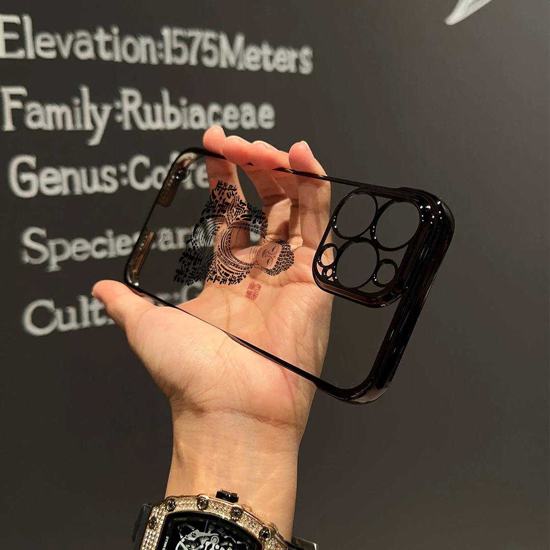 适用【OPPO/一加系列】佛身墨字电镀无边框防摔手机壳裸机手感