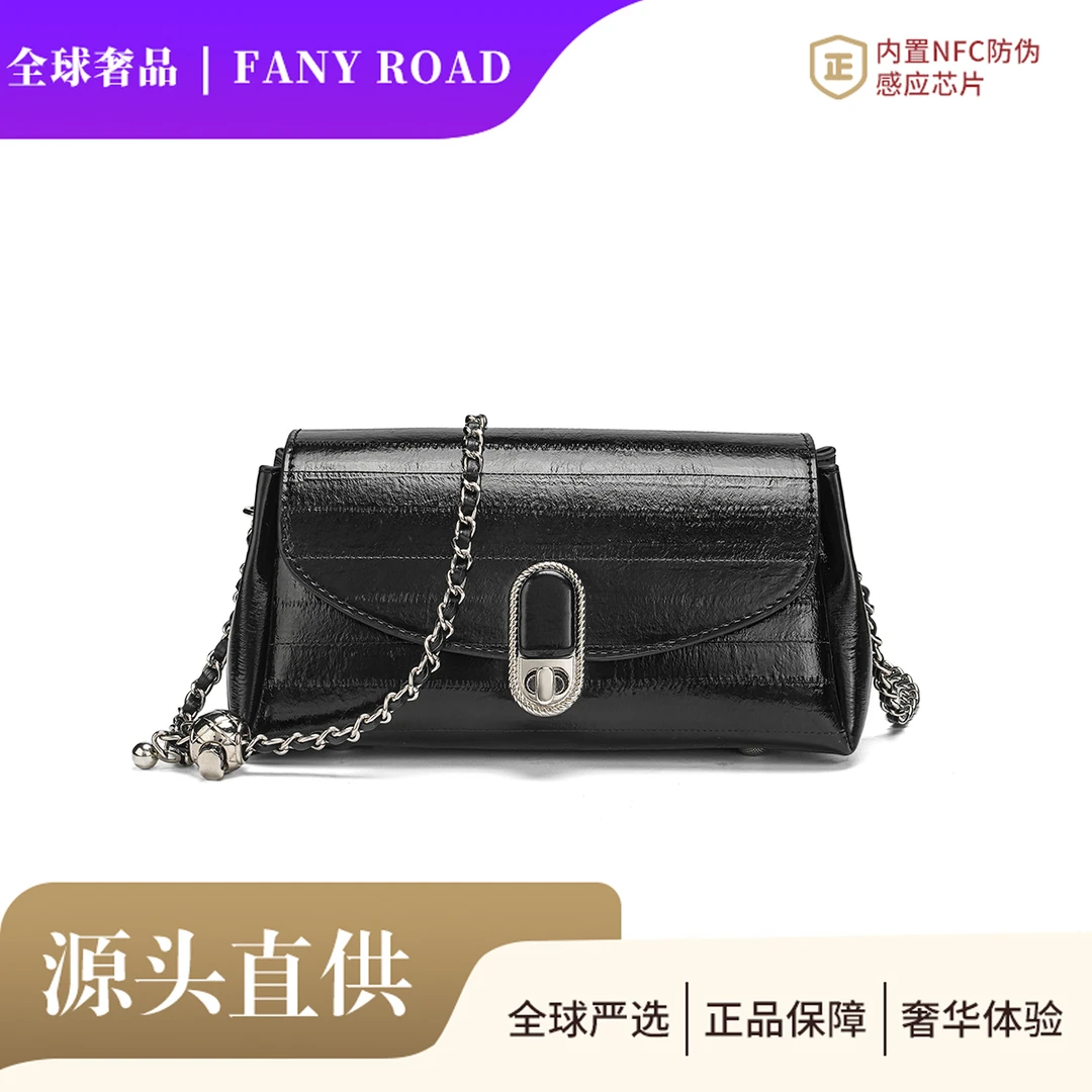 2025新款时尚单肩斜挎法棍包FR248207黑色