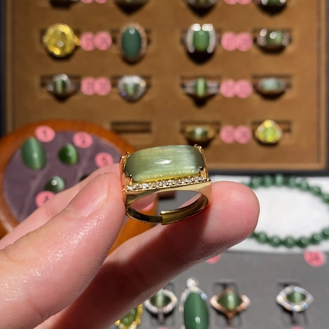 和田玉银S925镶嵌戒指