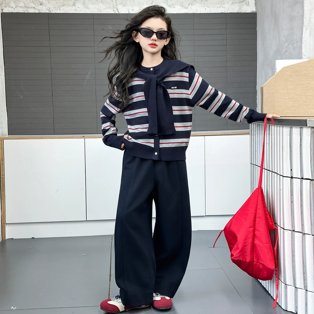 女童韩系套装2025新款洋气大童春秋季超好看开衫毛衣儿童秋装穿搭