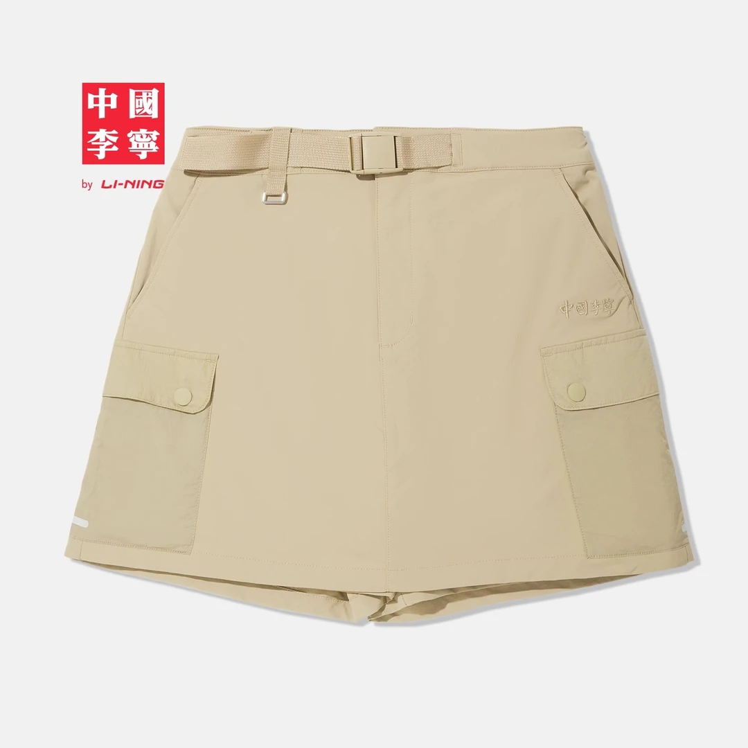 中国李宁运动裙女士2025新款休闲女装刺绣夏季内衬运动裙ASKV300