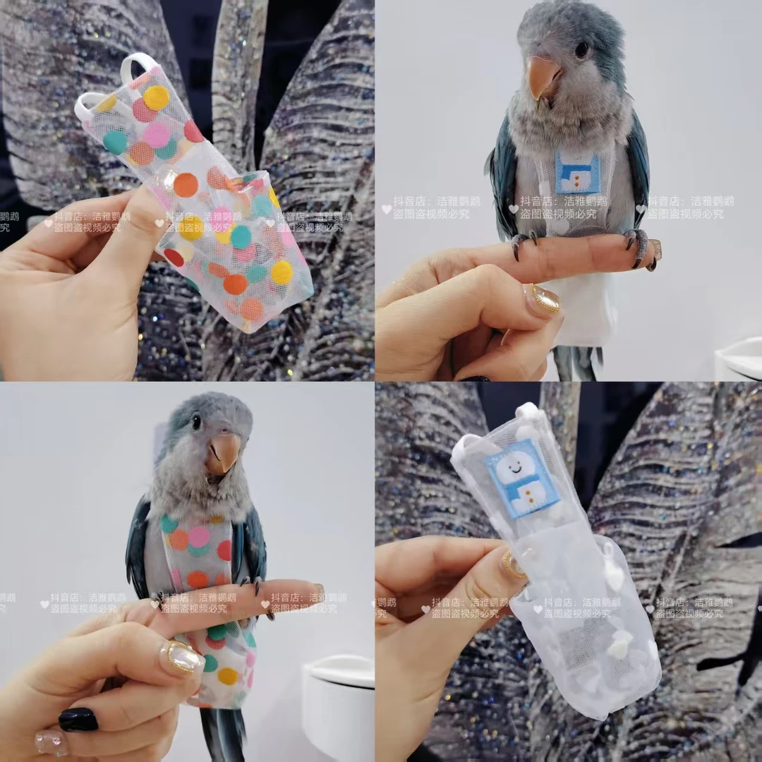 夏网纱透气鹦鹉尿不湿立体款固定肩带可调节大容量屎兜尿裤衣服