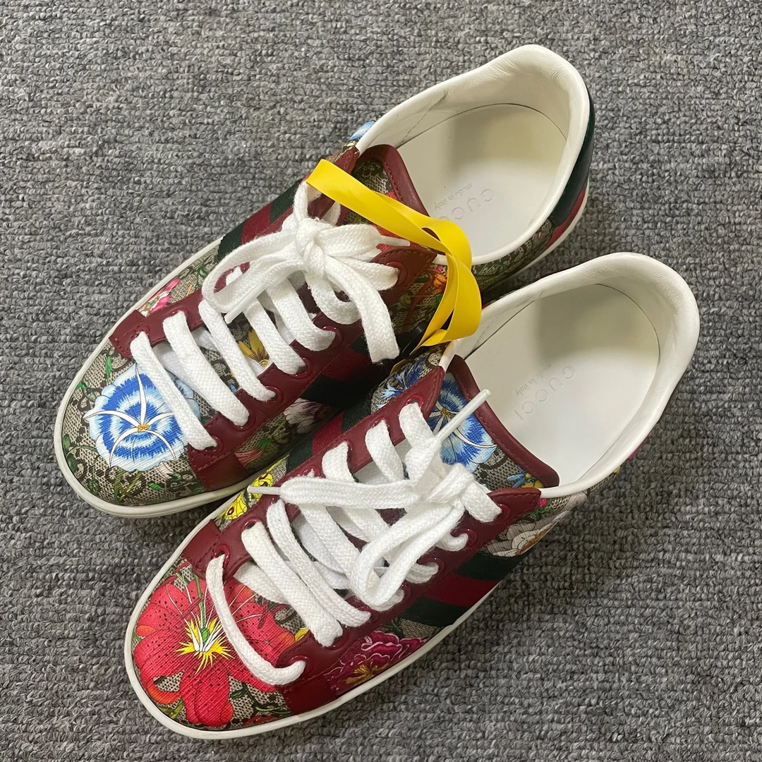 99新 GUCCI/古驰 ACE 饰GG花卉运动时尚板鞋 35码/14034