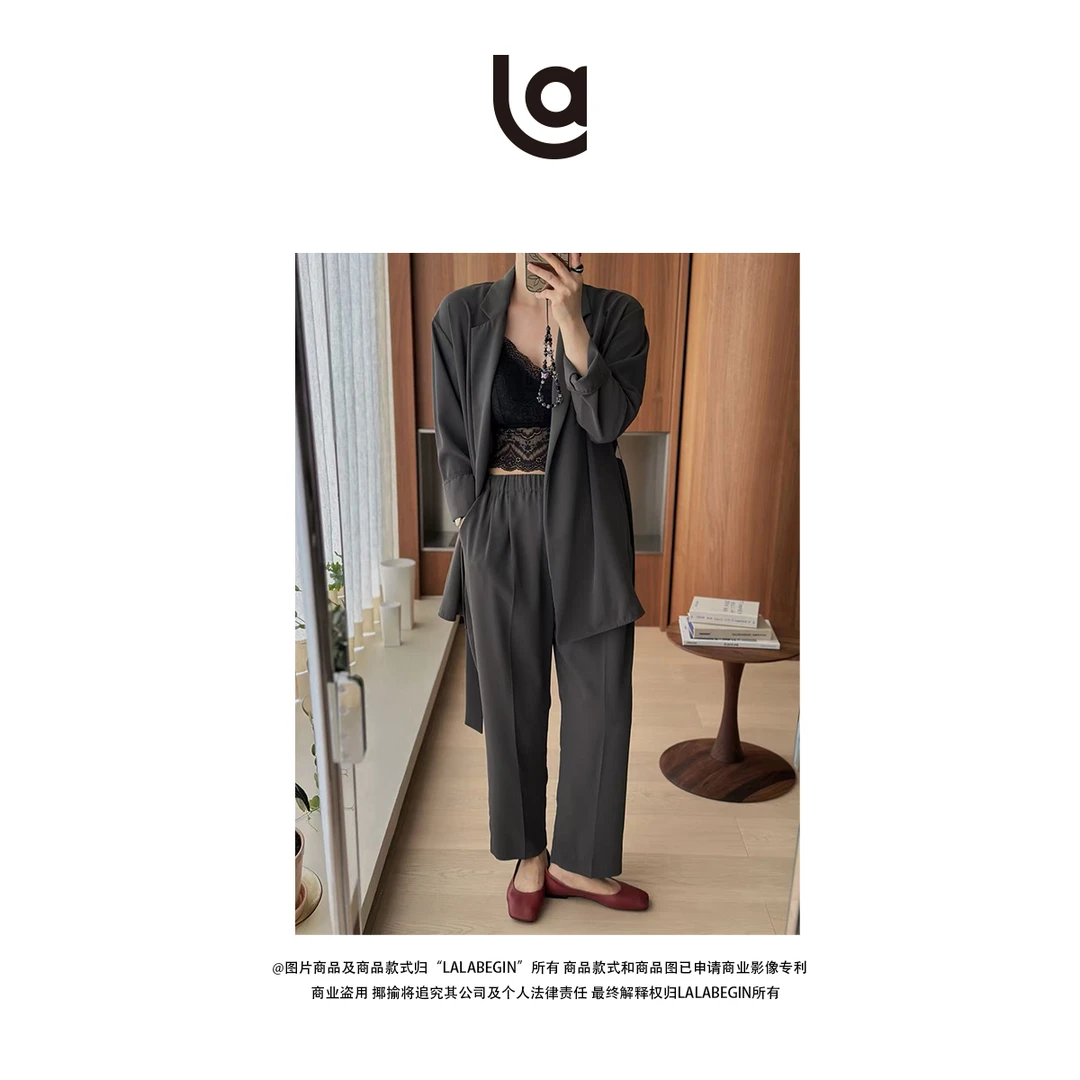 La La Begin夏天的风松紧腰薄裤