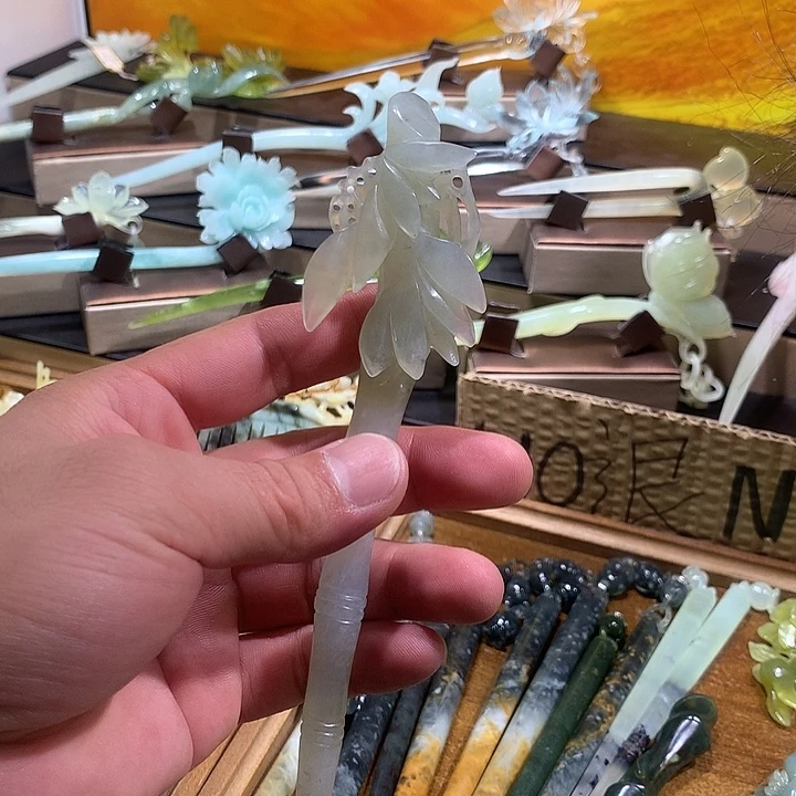 蛇纹石玉合金发饰