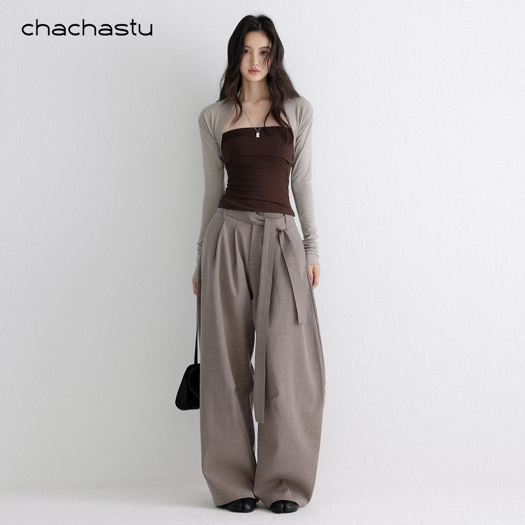 CHACHASTU【衣橱】复古电影叠穿美学造型感高弹坎肩背心系列ZRS1878