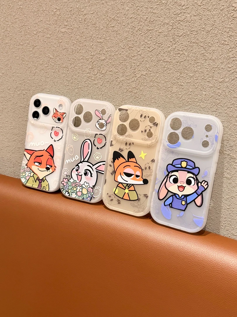 可爱尼克朱迪情侣磨砂壳适用苹果17/16/15/14/13防摔壳