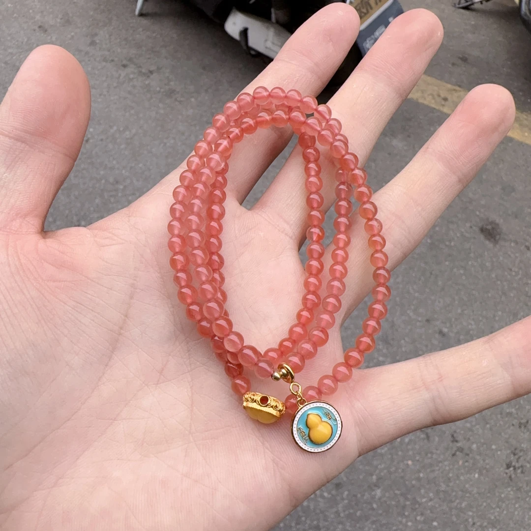 天然南红玛瑙冰红三圈手链约4+mm左右多样性拍一发一j