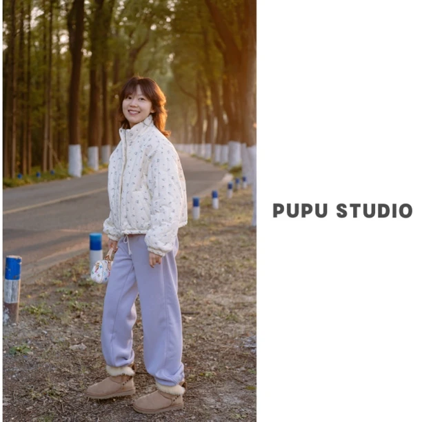 【特价款-奶油碎花】立领小花朵棉服外套