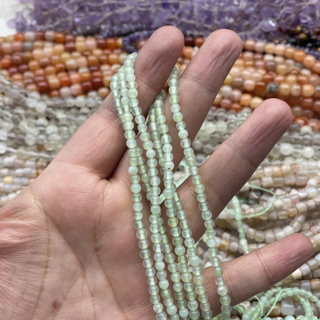 玛瑙/玉髓珠宝半成品未镶嵌一条装4mm葡萄石圆珠