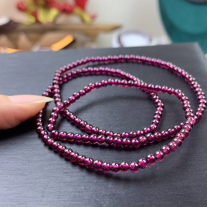 石榴石手链未镶嵌紫牙乌卡3.3三圈