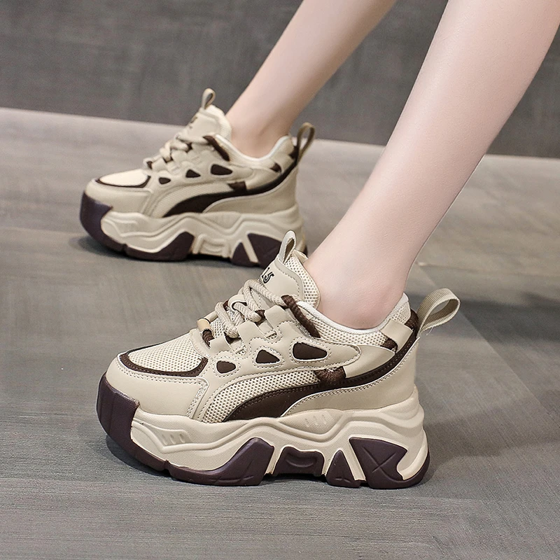 8厘米加绒内增高老爹鞋女2023年秋冬新款网红百搭厚底运动鞋子女