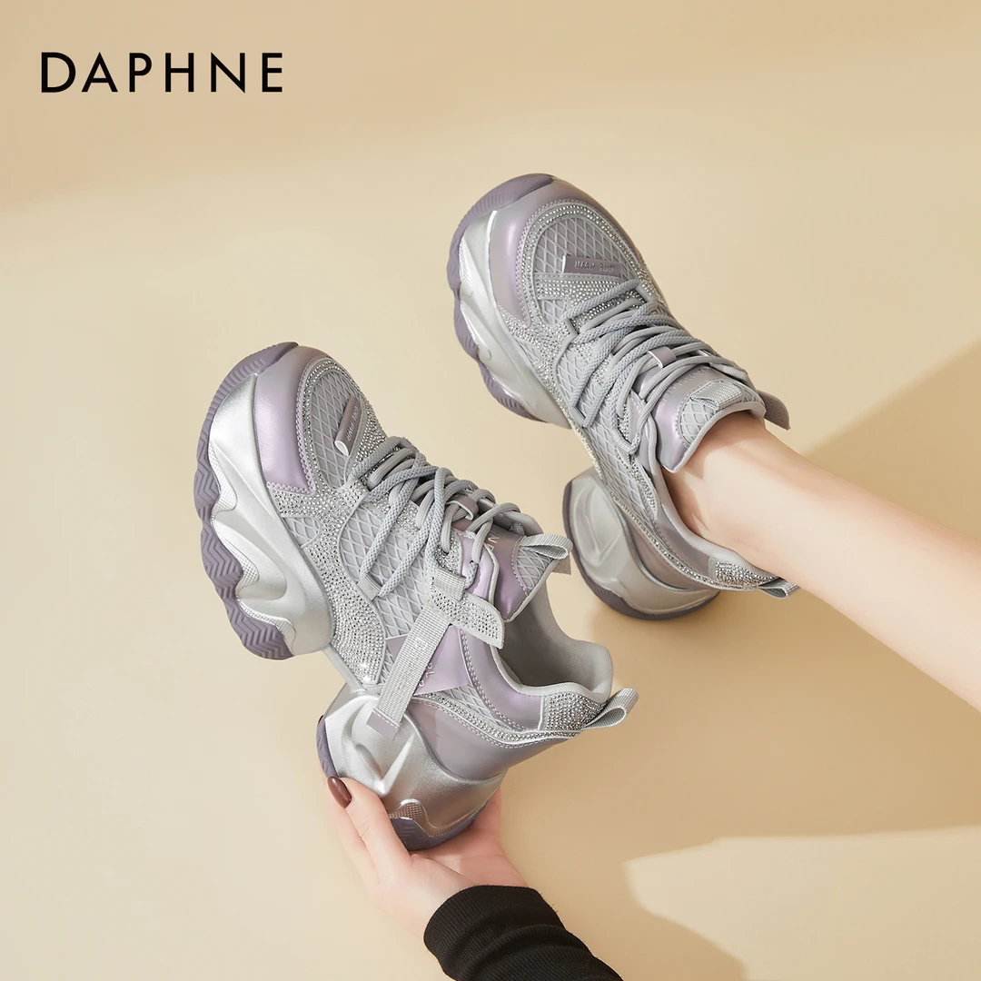 达芙妮老爹鞋女2026春季新款高跟时尚休闲厚底小个子增高运动鞋冬