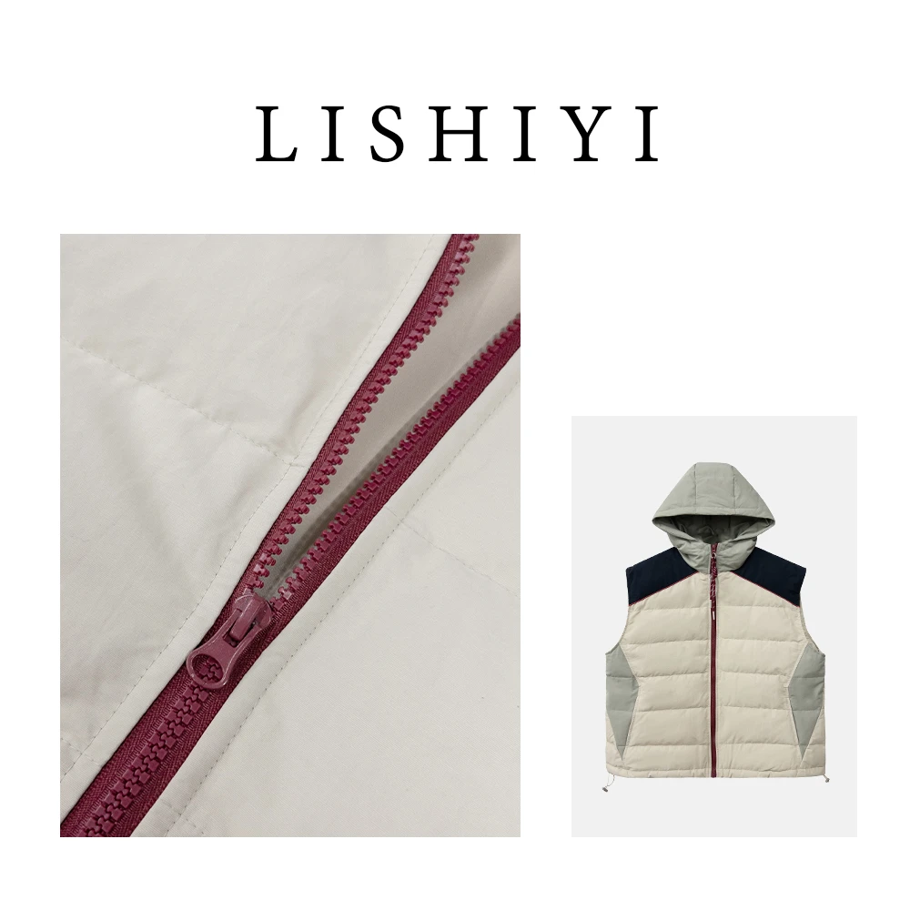 【美高新生】90羽绒——撞色拉链款百搭连帽羽绒马甲890