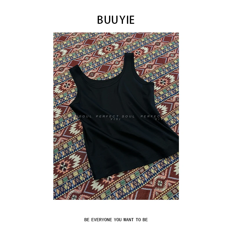 BUUYIE 25SS【墨栖】新款极简设计纯色百搭显瘦背心吊带 250318