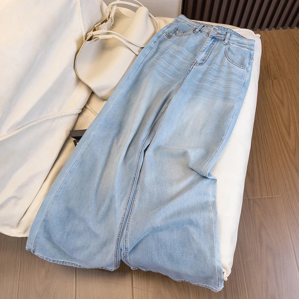 2025夏季薄款显瘦气质百搭微喇大码显瘦百搭天丝牛仔裤