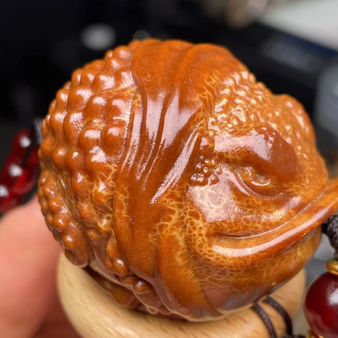 天然印尼大橄榄核雕刻指环穿配大嘴蛙4.0左右183号（无礼盒）