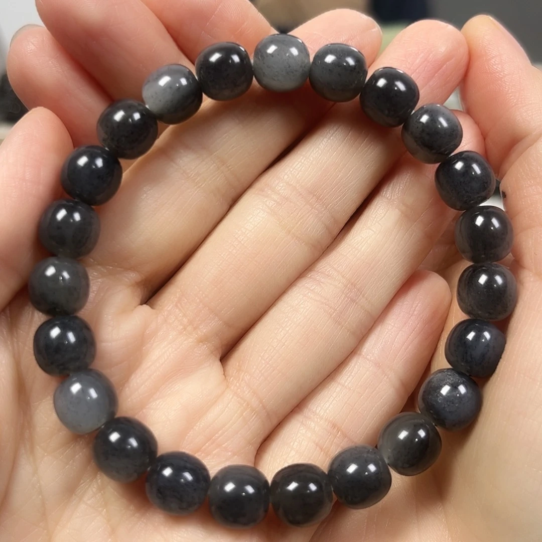 和田玉未镶嵌手串卡9老形珠珠宝级货头