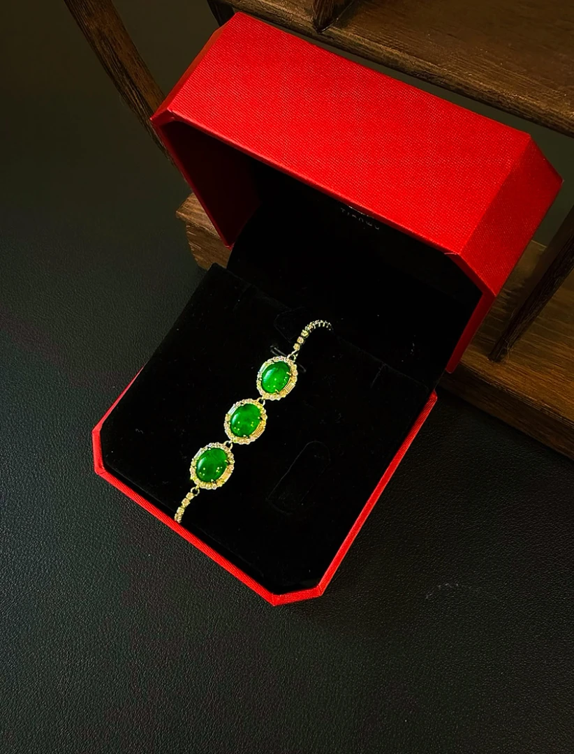 S925翡翠三珠手链(SS00068)（商品多样型发其一）