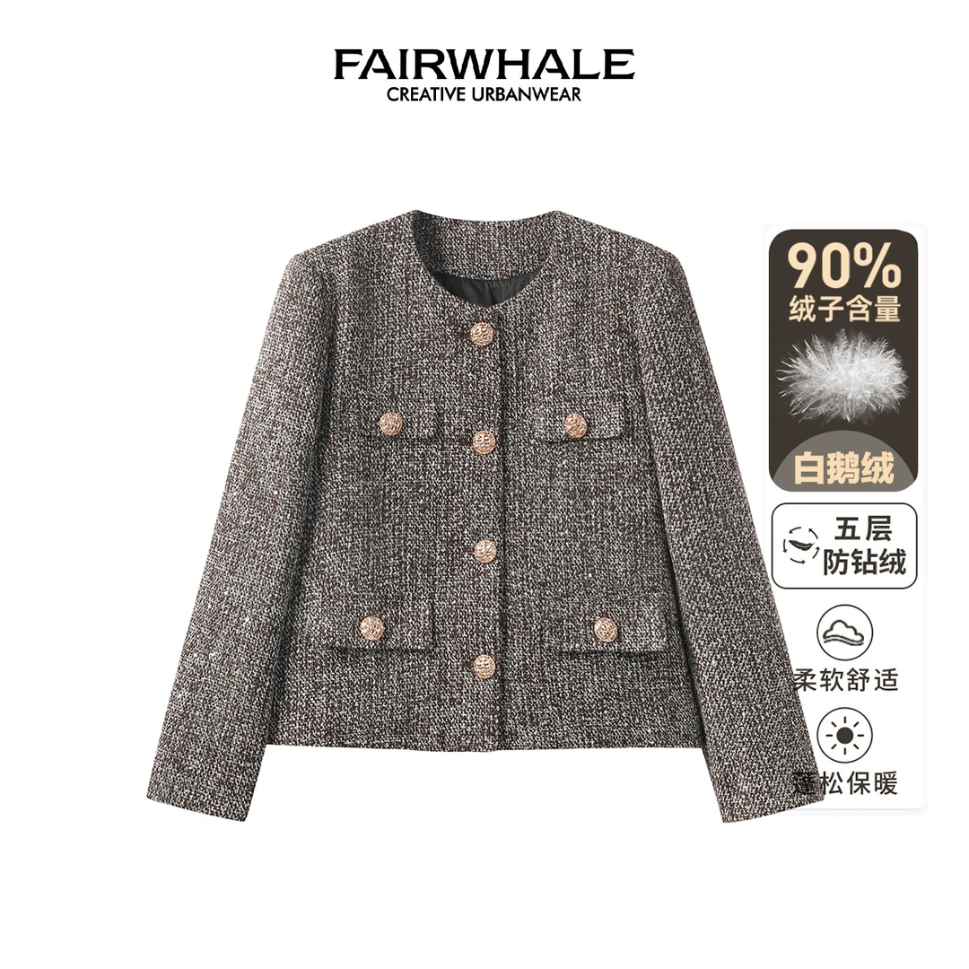 马克华菲女装秋冬时尚气质小香风90鹅绒羽绒服轻奢 F44014A043