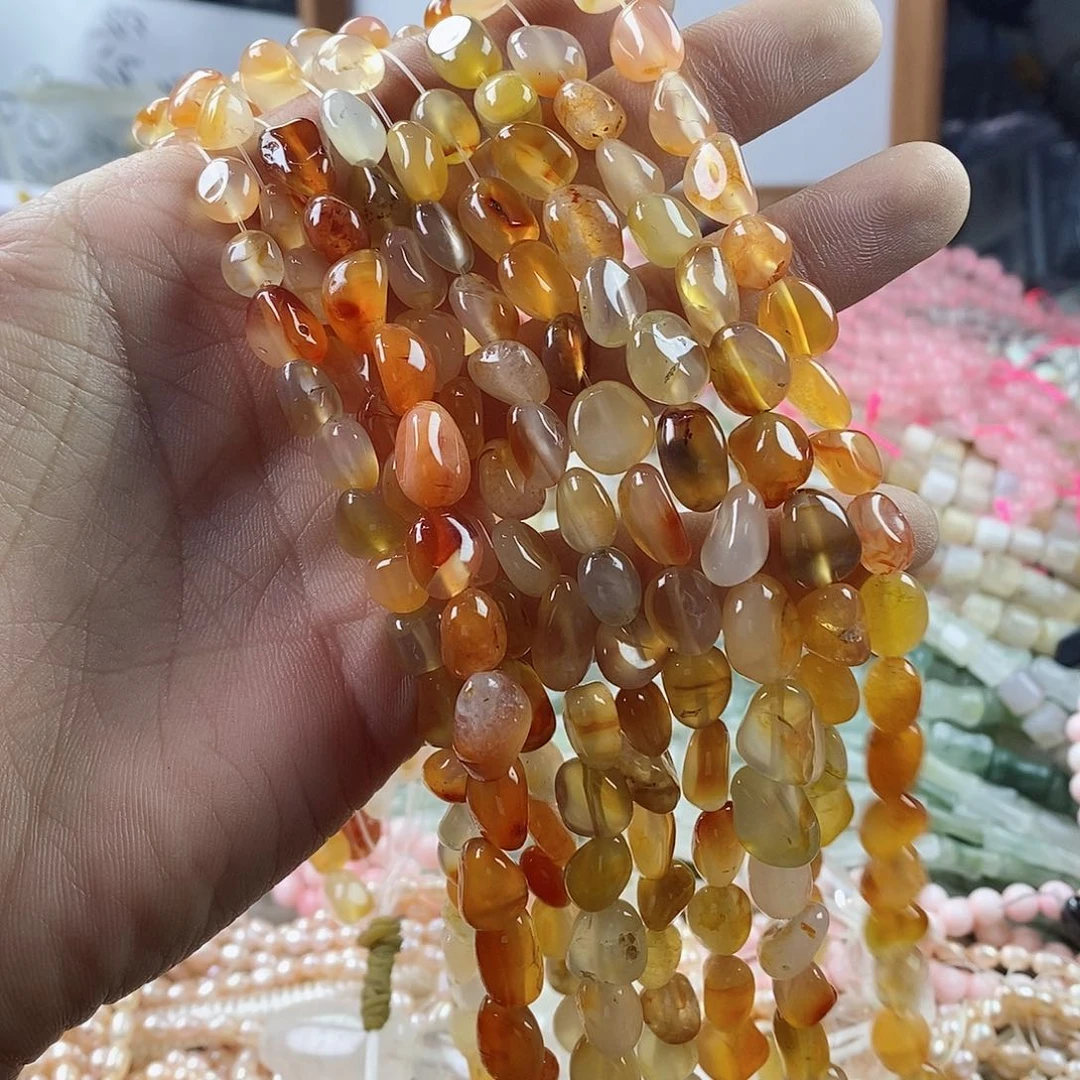 玛瑙/玉髓珠宝半成品合金一条天然橘红玛瑙不规则