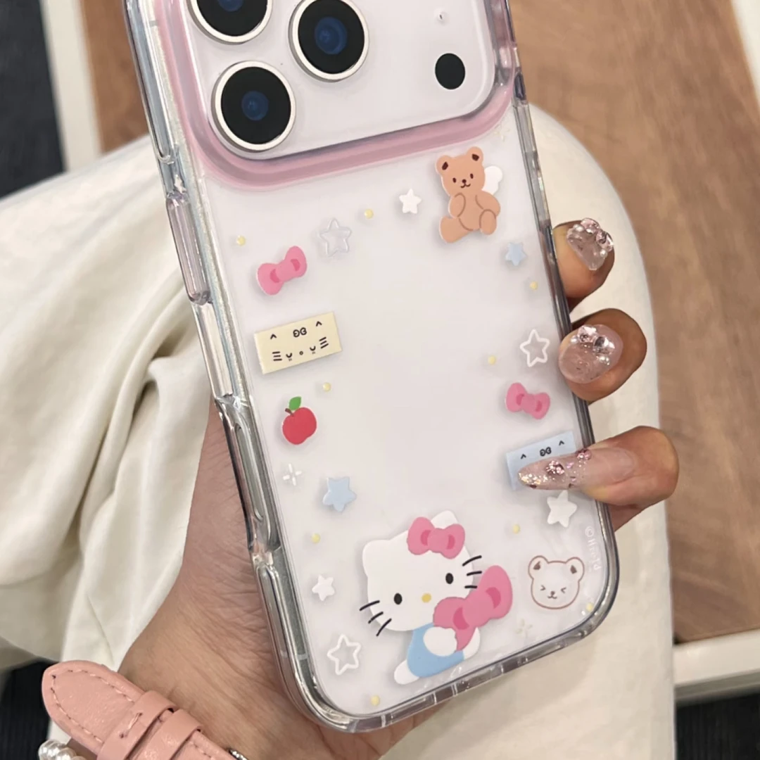透明小熊小猫适用苹果17pro可爱16promax手机壳15少女心14保护套