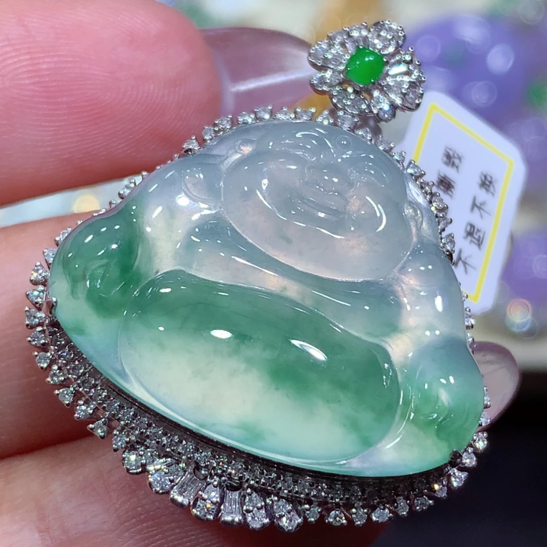 翡翠18K金镶嵌吊坠(不含链)