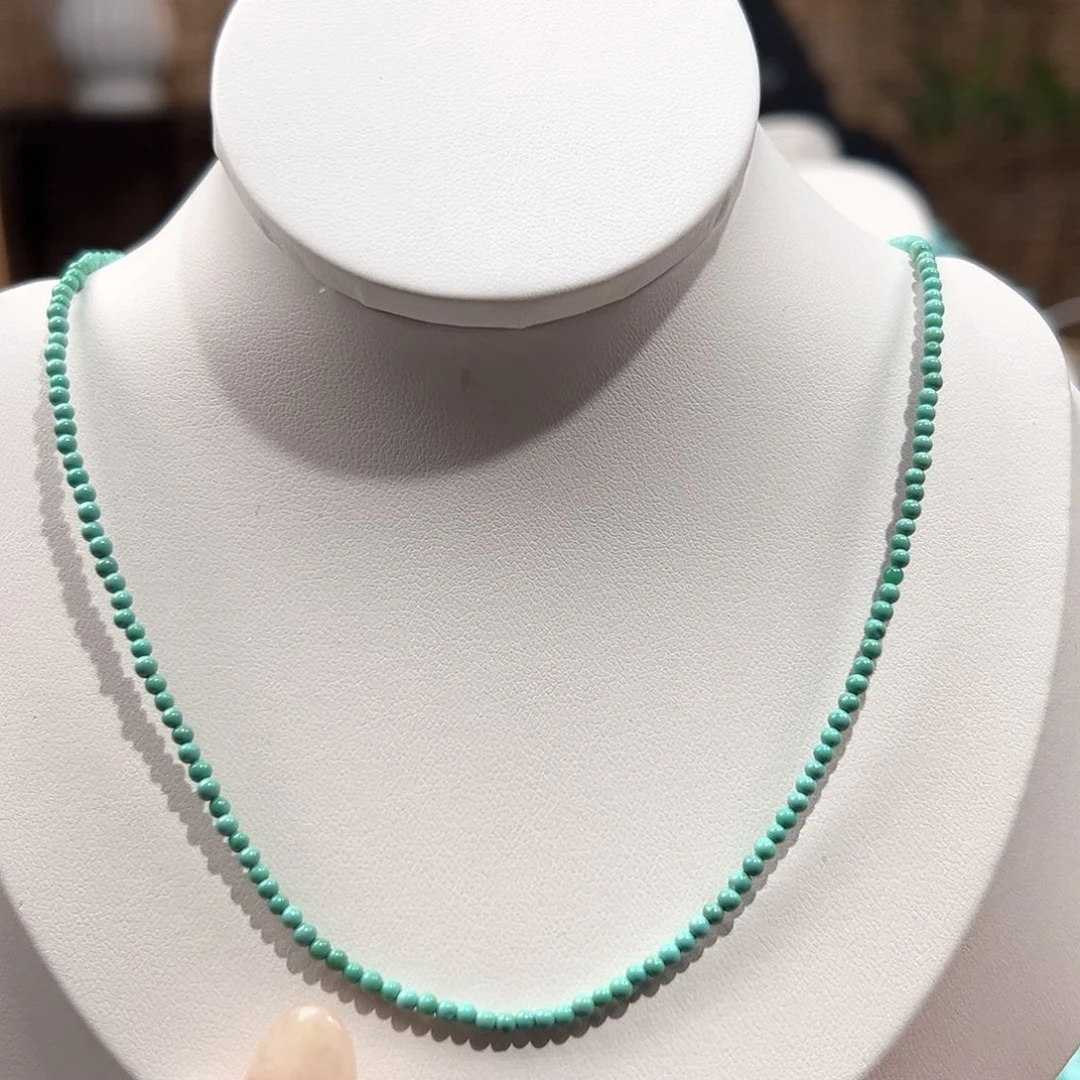 绿松石未镶嵌07圆珠锁骨链卡2+