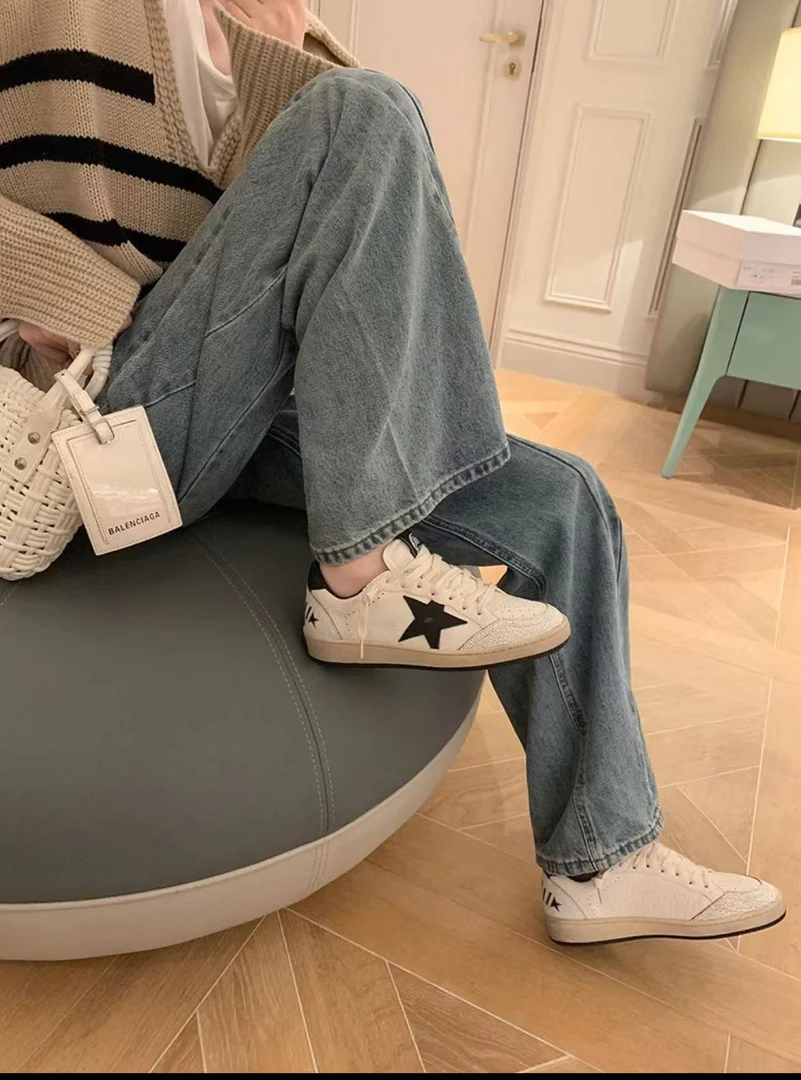 A646耐磨时尚拼色粘胶鞋小白鞋港风单鞋ins设计感系带