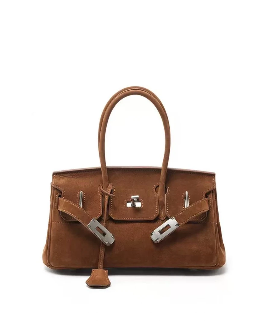 唐乐乐｜25new新款麂皮横款大容量包包女女士真皮手提包BF2090