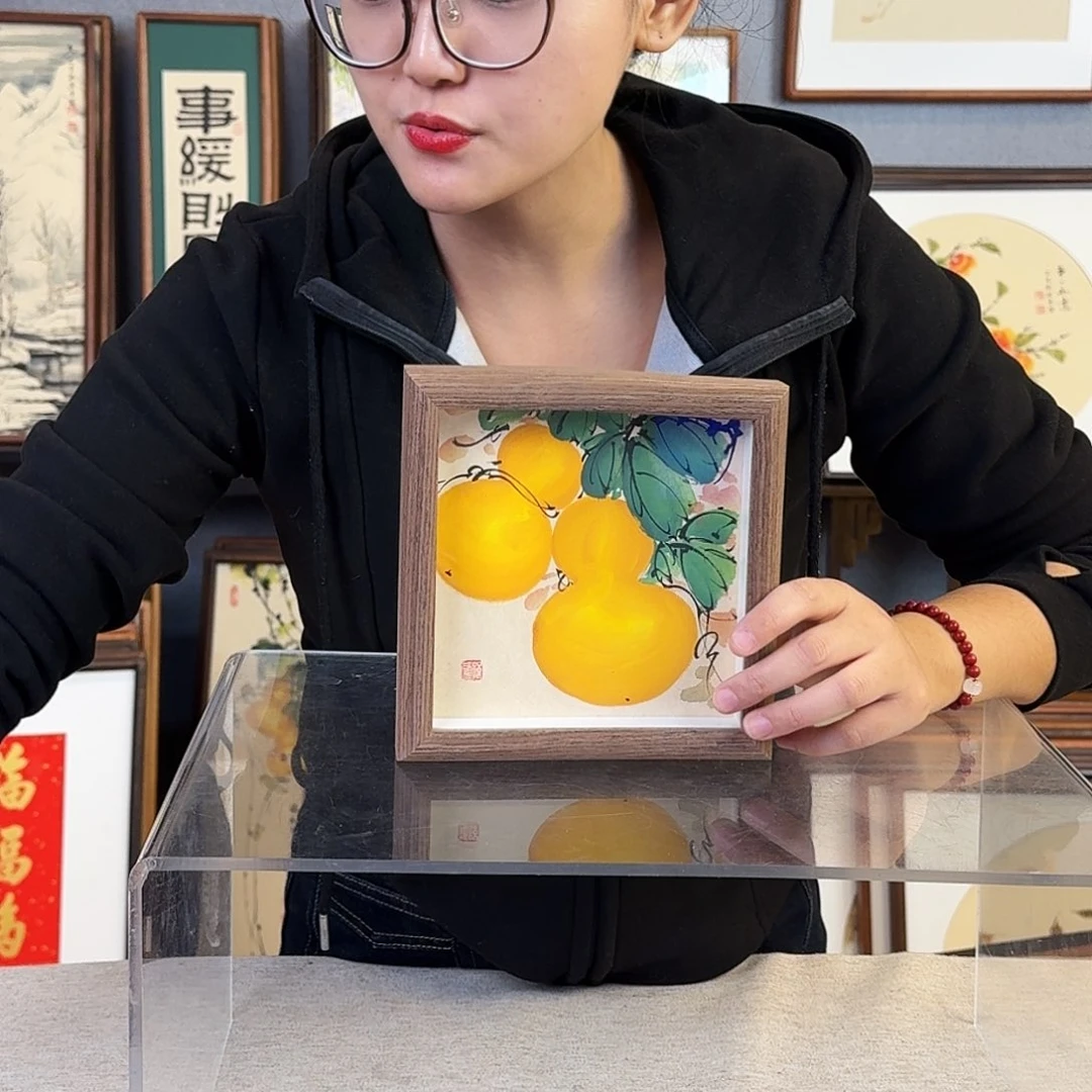 国画手绘带框尺寸：15*15