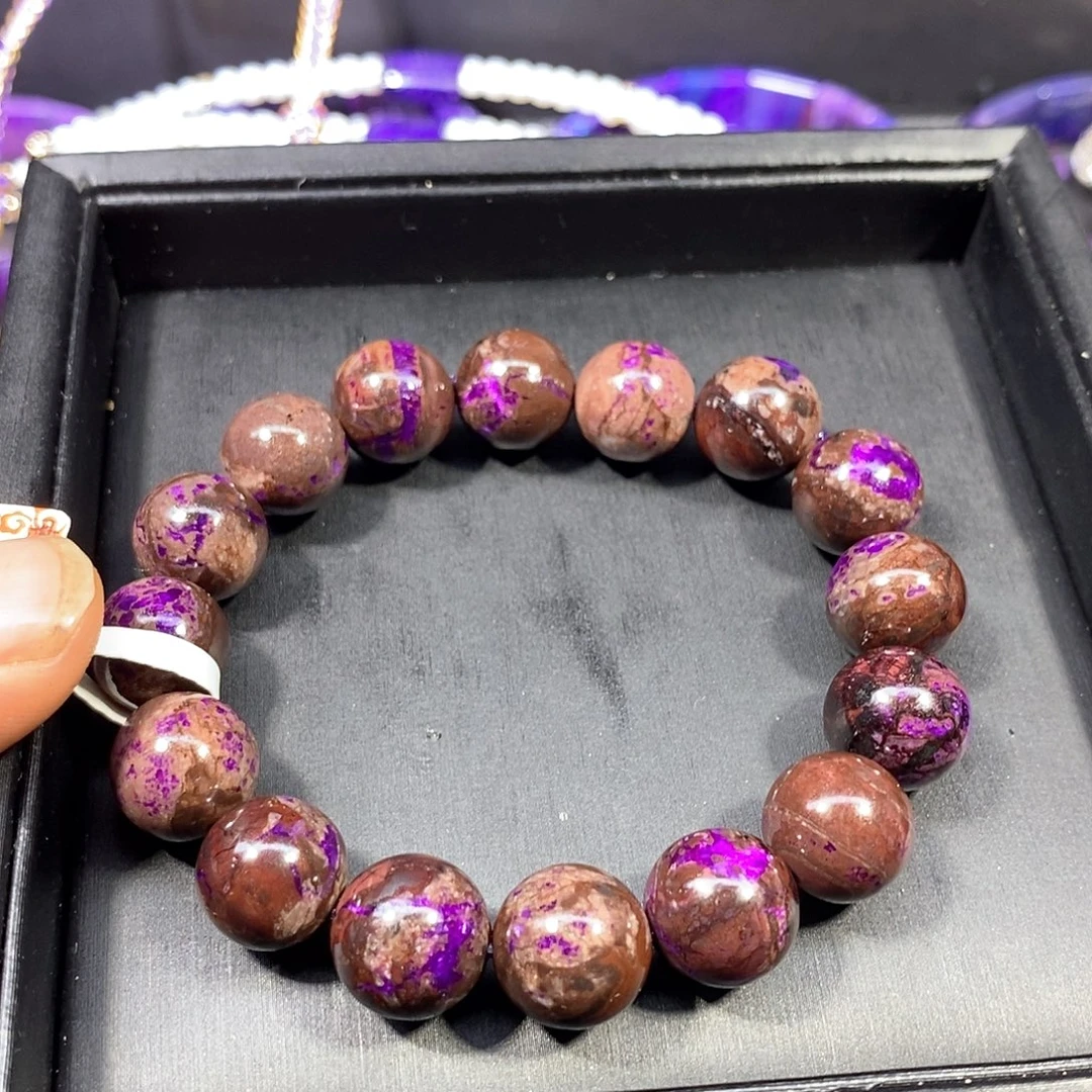 苏纪石（舒俱来）未镶嵌南非舒俱来咖皮桃红丝绒圆珠单圈