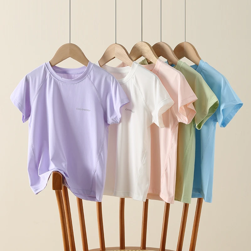 速干儿童短袖T恤男童女童半袖打底衫夏季薄款冰丝上衣运动服防晒