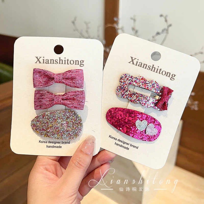 韩版儿童发夹bb夹蝴蝶结刘海夹宝宝头饰发卡2024新款亮片女童发饰