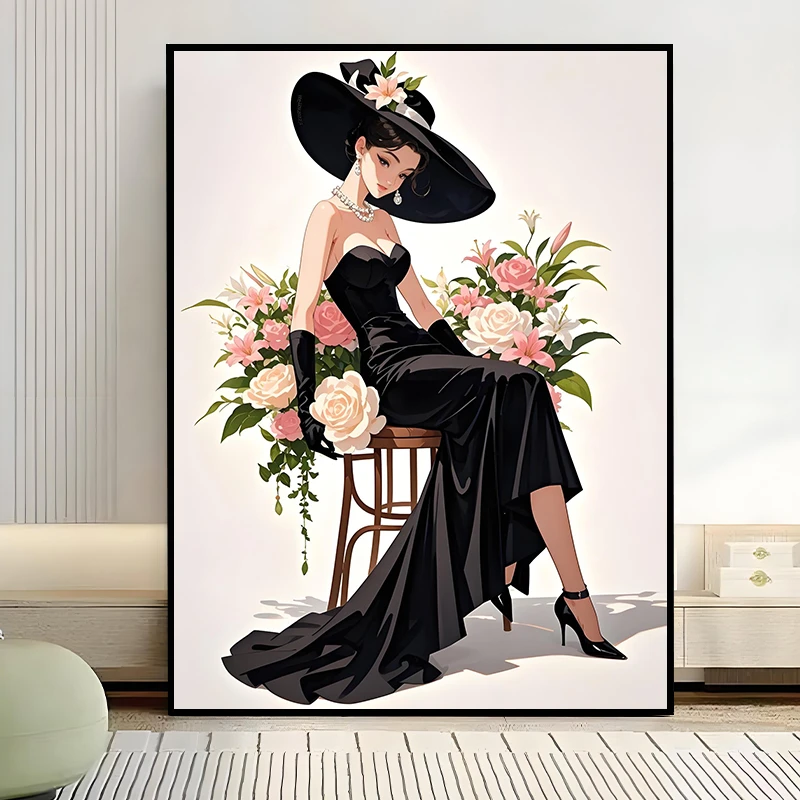 人物涂色数字油画diy填色手工礼物填充手绘油画客厅装饰画高级感