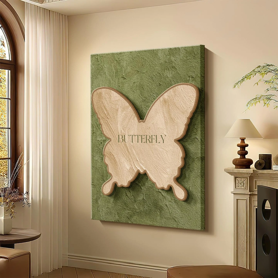 中古风客厅装饰画3d立体蝴蝶电视沙发背景墙挂画大白墙卧室墙壁画