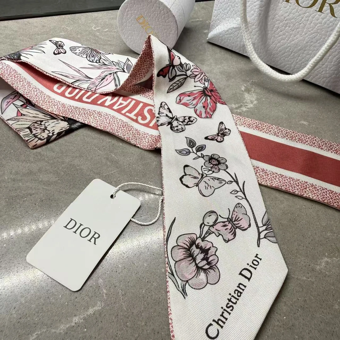 【佟掌柜专属】Dior/迪奥女士蝴蝶印花丝巾束发带积分兑换