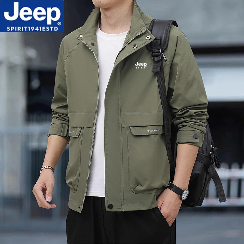 JEEP吉普春秋立领男士夹克外套宽松防风休闲男款百搭时尚帅气潮流
