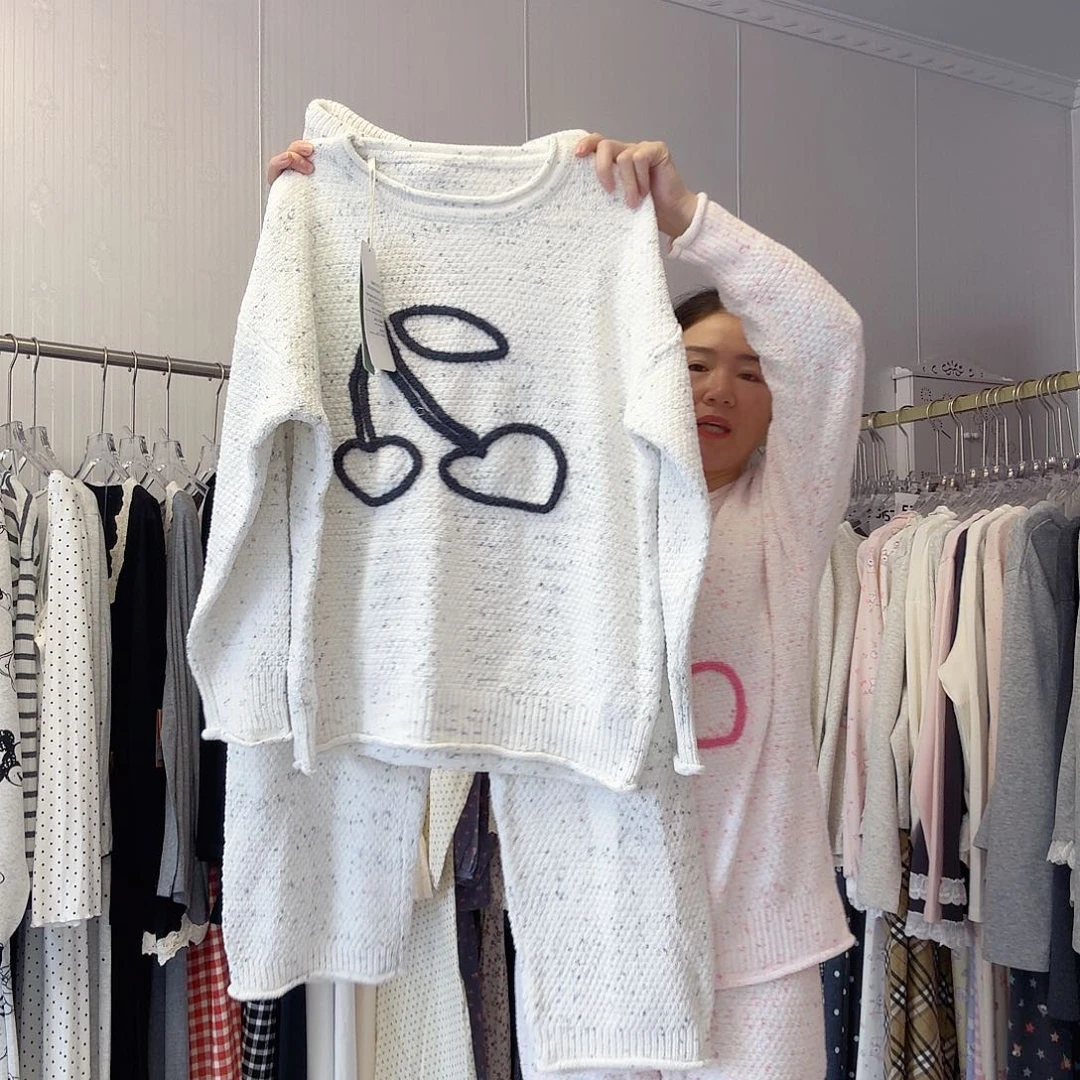 棉雪尼尔家居服套装140斤白色