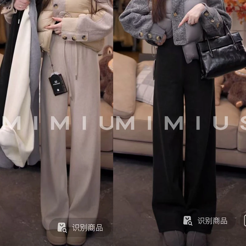 【mimius】喵喵 加绒加厚松紧腰抽绳休闲长裤 G10357