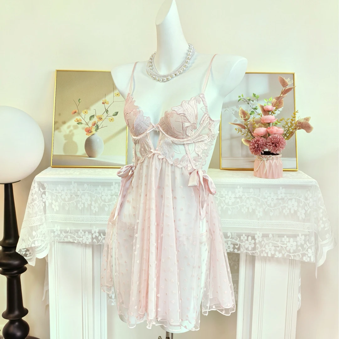 CJQL2025年睡衣新款吊带睡衣纯欲风新款高级感带胸垫网纱高级