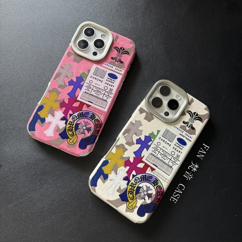 潮酷十字牛仔纹适用苹果17/16promax手机壳iphone16/15pro个性